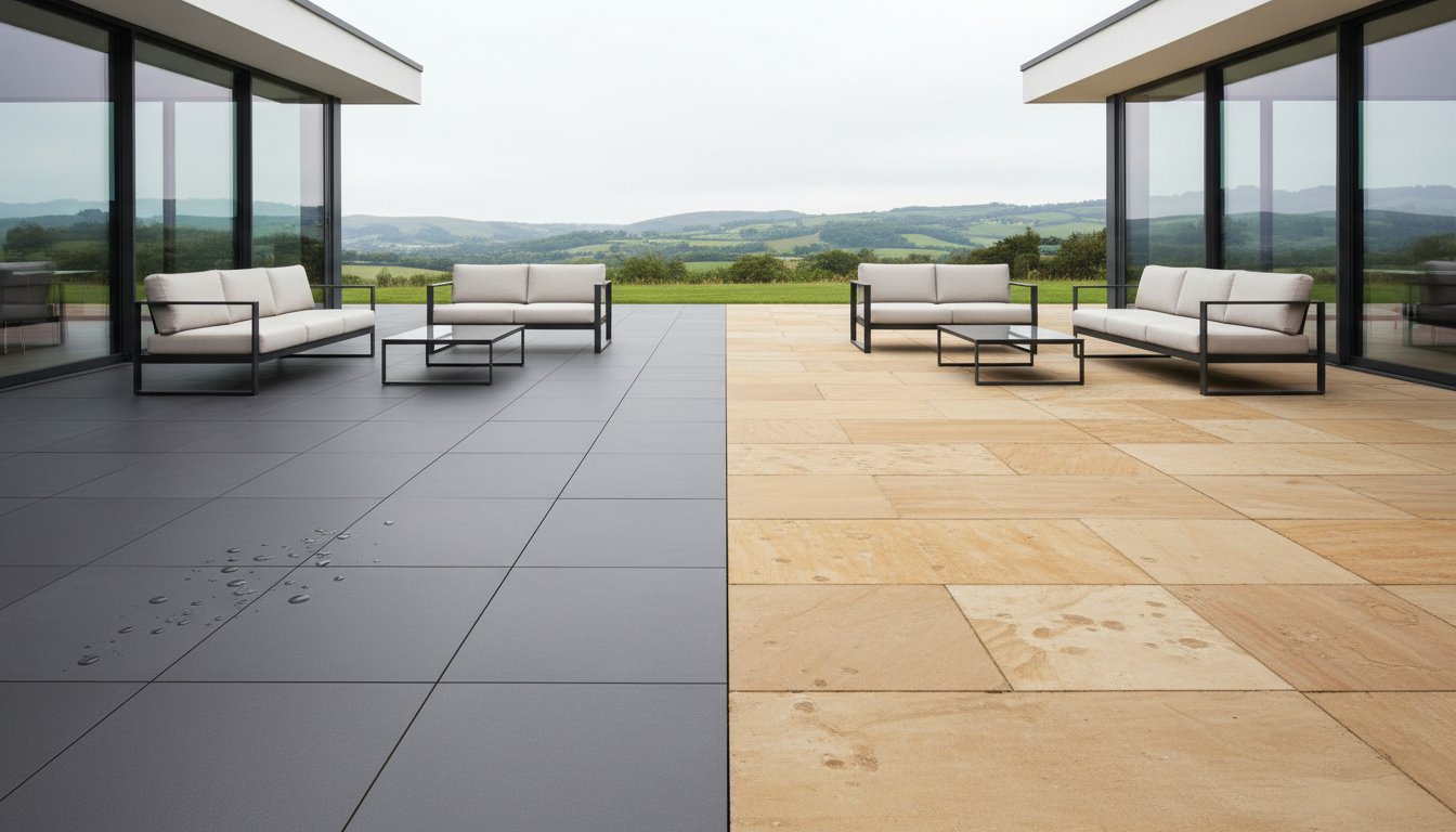 Porcelain vs Sandstone Patios: The Definitive Guide for Swansea Homeowners in 2026